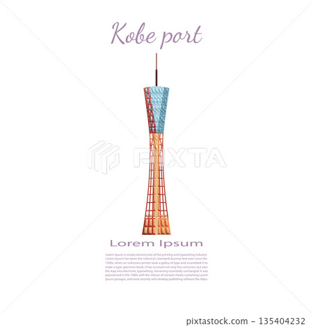 Kobe port tower landmark of Japan.  Skyline and Port of Kobe Tower Kansai. 135404232
