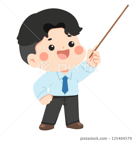 Illustration of a Man Holding a Pointer Stick Illustration of a Man Holding a Pointer Stick 135404579