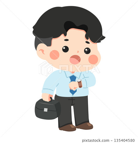 Man Checking Watch with Briefcase 135404580