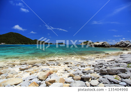 Summer Okinawa Tokashiki Island Aharen Beach with its beautiful Kerama blue waters 135404998