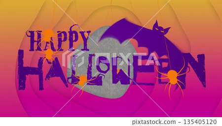 Image of orange shapes over happy halloween text Image of orange shapes over happy halloween text 135405120