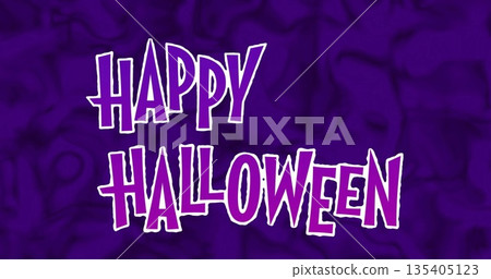 Image of happy halloween text over purple shapes Image of happy halloween text over purple shapes 135405123