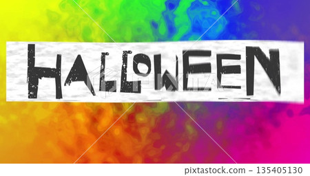 Image of happy halloween text on colourful background Image of happy halloween text on colourful background 135405130