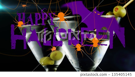 Image of happy halloween text over drinks Image of happy halloween text over drinks 135405145