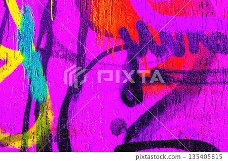 Abstract Graffiti Wall Art in Neon Pink, Yellow, Blue, Red with Urban Street Style Abstract Graffiti Wall Art in Neon Pink, Yellow, Blue, Red with Urban Street Style 135405815