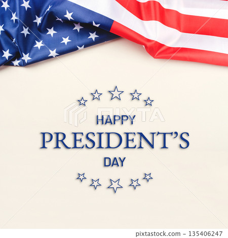 President's day. Beige background with American flag. Website banner and greeting card design template. President's day. Beige background with American flag. Website banner and greeting card design template. 135406247
