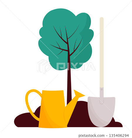 gardening illustration with tree 135406294