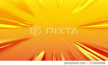 濃重的線條、漫畫、黃色、光線、水平線條、效果線、人造絲、插畫、夏季 135408946