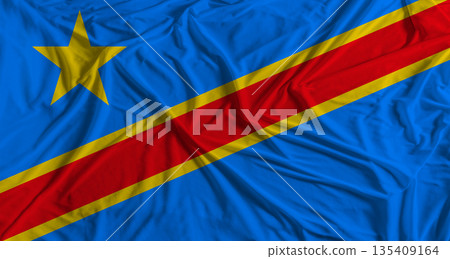 Democratic Republic of the Congo flag with fabric texture background. National flag of the Democratic Republic of the Congo with cloth texture 135409164