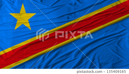 Democratic Republic of the Congo flag waving. Flag of the Democratic Republic of the Congo with cloth texture 135409165