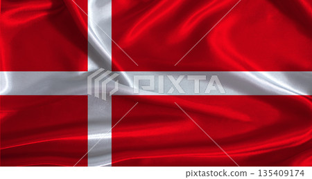 Denmark flag with cloth textured background. National flag of Denmark with realistic texture Denmark flag with cloth textured background. National flag of Denmark with realistic texture 135409174