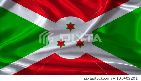 National flag of Burundi with cloth texture. Burundi flag with realistic texture background National flag of Burundi with cloth texture. Burundi flag with realistic texture background 135409201