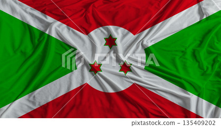 Burundi flag with fabric texture background. National flag of Burundi with cloth texture Burundi flag with fabric texture background. National flag of Burundi with cloth texture 135409202