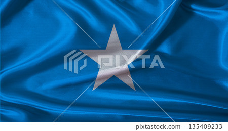 National flag of Somalia with cloth texture. Somalia flag with realistic texture background National flag of Somalia with cloth texture. Somalia flag with realistic texture background 135409233