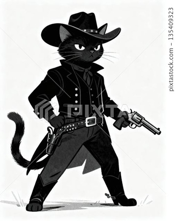 槍手貓白色背景 135409323