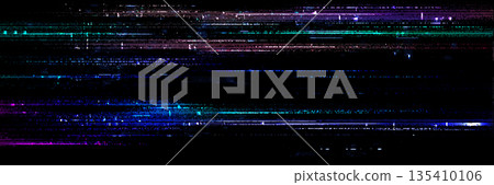 Digital glitch texture with pixelated noise effect Digital glitch texture with pixelated noise effect 135410106