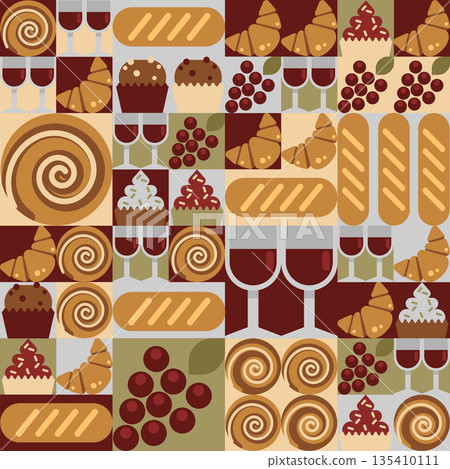 Geometric mosaic for bakery design Geometric mosaic for bakery design 135410111