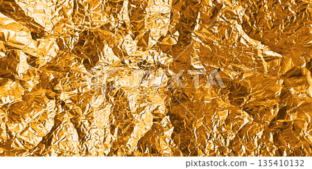 Gold foil texture with glossy crumpled surface 135410132
