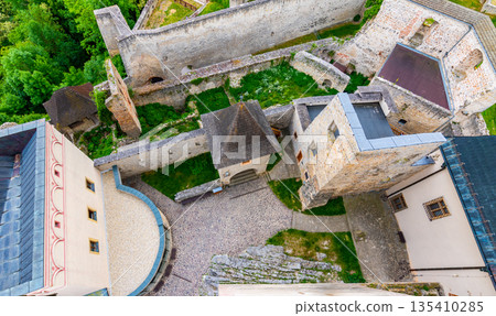 Aerial view of Trencin castle, Slovakia. Aerial view of Trencin castle, Slovakia. 135410285