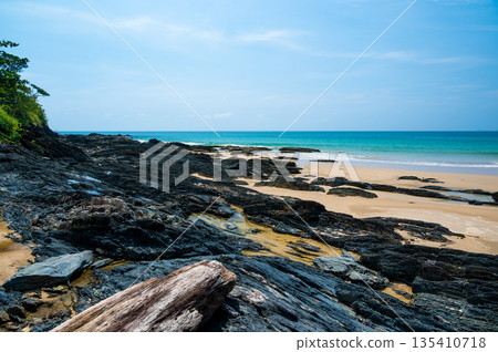 Landscape view of Kantiang Bay and beach, Ko Lanta, Thailand. Tropical island with white sand. Landscape view of Kantiang Bay and beach, Ko Lanta, Thailand. Tropical island with white sand. 135410718