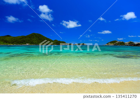 Summer Okinawa Tokashiki Island Aharen Beach with its beautiful Kerama blue waters 135411270