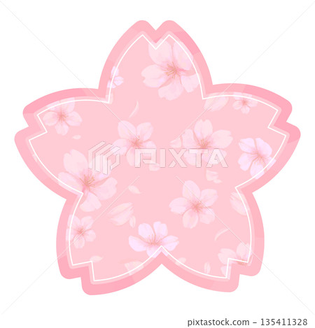 Hand drawn cherry blossom silhouette frame 135411328