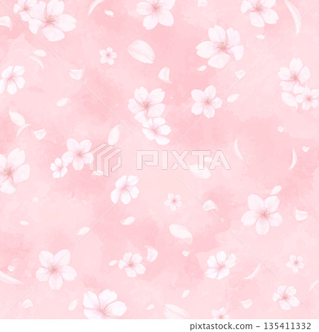 Hand-painted watercolor cherry blossom background_square Hand-painted watercolor cherry blossom background_square 135411332