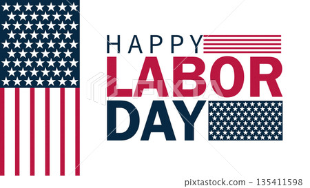 Labor Day USA Celebration Poster with Stars and Stripes 135411598