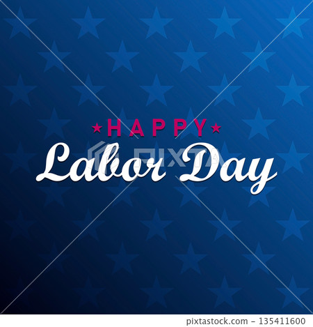 Happy Labor Day Blue Background with Star Pattern Happy Labor Day Blue Background with Star Pattern 135411600