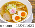 Close-up of roasted pork slices in soy sauce ramen 135411623