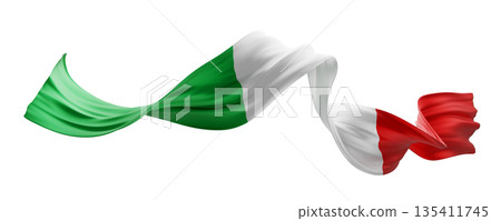 Italian flag isolated on white background Italy ribbon design 3D render 135411745