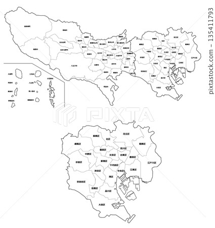 Blank map of Tokyo Blank map of Tokyo 135411793