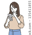 A young woman worried while looking at her smartphone 135411855
