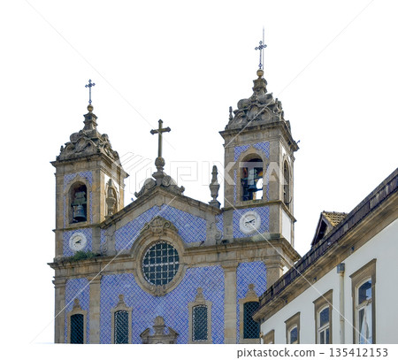 Historic Church of Saint Ildefonso in Porto, Portugal, with ornate baroque architecture and twin Historic Church of Saint Ildefonso in Porto, Portugal, with ornate baroque architecture and twin 135412153