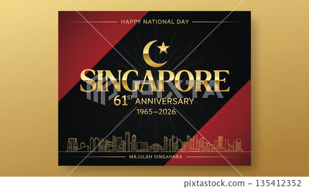 Singapore National Day 61st Anniversary Elegant Celebration Background Singapore National Day 61st Anniversary Elegant Celebration Background 135412352