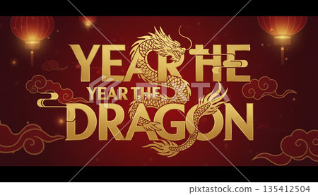 Year of the Dragon Chinese New Year Festive Background Year of the Dragon Chinese New Year Festive Background 135412504