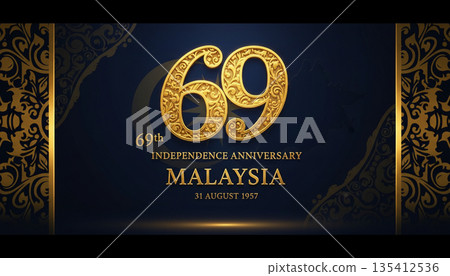 Malaysia 69th Independence Day Luxury Gold Design 135412536
