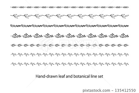 Hand drawn plant line set. Hand drawn plant line set. 135412550