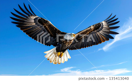 Eagle Gliding Through Open Sky 135413040
