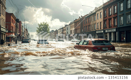 Urban Flood After Heavy Rain 135413156