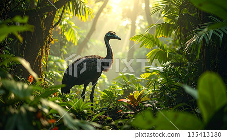 Heron in Lush Green Forest Heron in Lush Green Forest 135413180