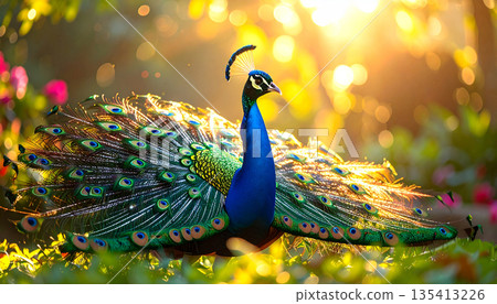 Peacock Displaying Colorful Feathers 135413226