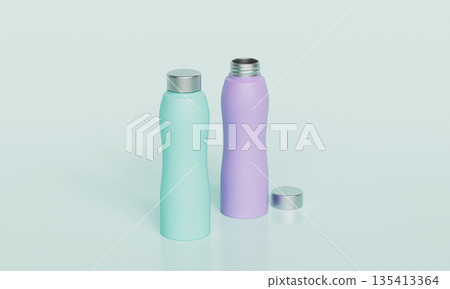 Portable Stainless Water Bottle Tumbler Mock up. 3D Rendering. Portable Stainless Water Bottle Tumbler Mock up. 3D Rendering. 135413364