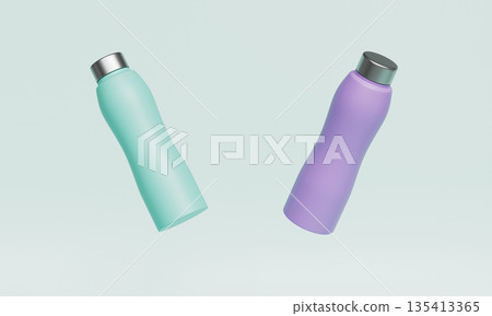 Portable Stainless Water Bottle Tumbler Mock up. 3D Rendering. Portable Stainless Water Bottle Tumbler Mock up. 3D Rendering. 135413365