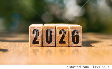 2026 Happy New Year. Concept 2026 New Year background. Business, resolutions, goals, inspiration, success, ideas 135413393
