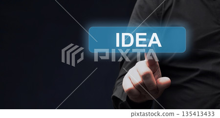 Business, internet and technology concept. Businessman chooses Ideas. Business, internet and technology concept. Businessman chooses Ideas. 135413433
