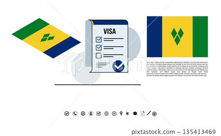 Saint Vincent and the Grenadines Flag Global Business Documentation With Visa Checklist And Modern Financial Concept. Saint Vincent and the Grenadines Flag Global Business Documentation With Visa Checklist And Modern Financial Concept. 135413469