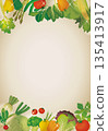 Vegetable frame, vertical, antique background and natural vegetable decorative frame 135413917