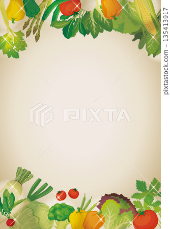 Antique background frame with fresh vegetables (vertical) Antique background frame with fresh vegetables (vertical) 135413917