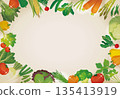 Vegetable frame, horizontal, antique background and natural vegetable decorative frame 135413919